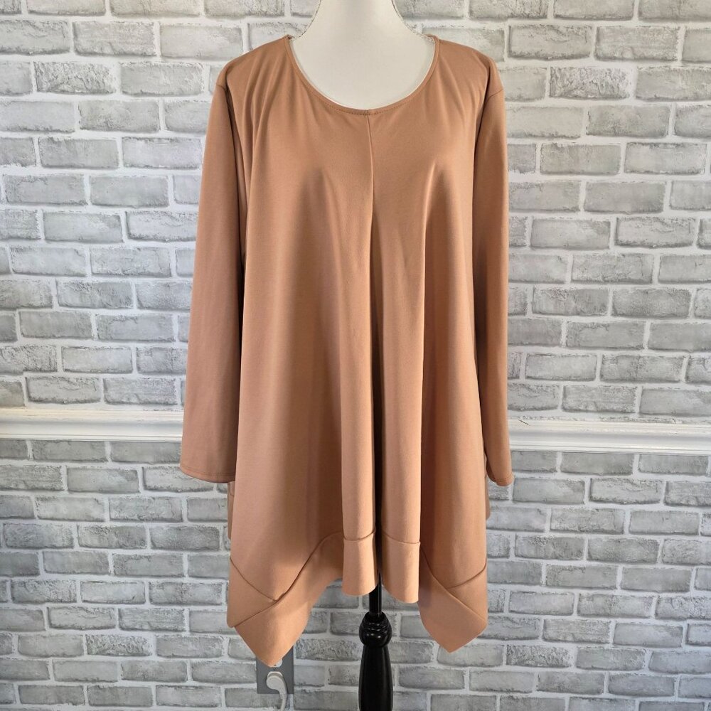 Boutique Made in Italy Plus Size Tunic Long Sleeve Asymmetrical Hem Relaxed NEW